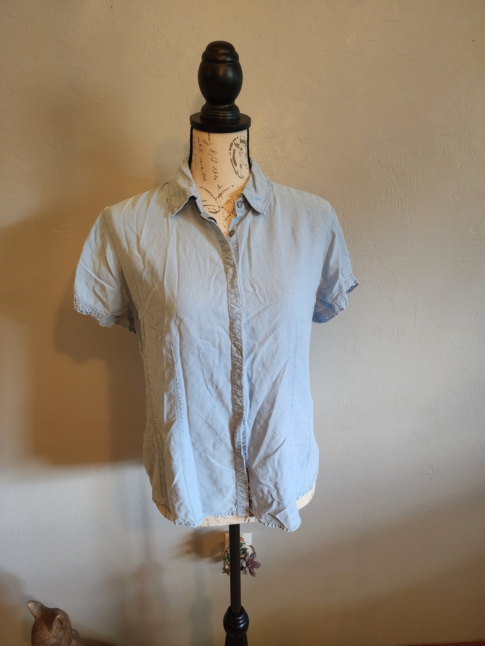 LOFT Light Blue Chambray Button-Up Shirt
